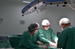 Equipe de profissionais do HCN, na sala de captação de órgãos para transplantes